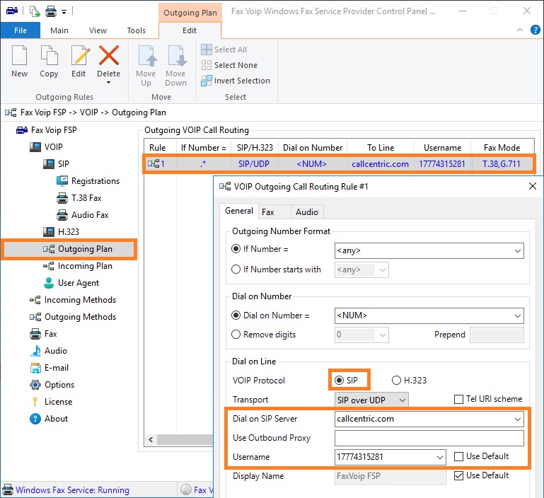 Configure Outgoing Plan