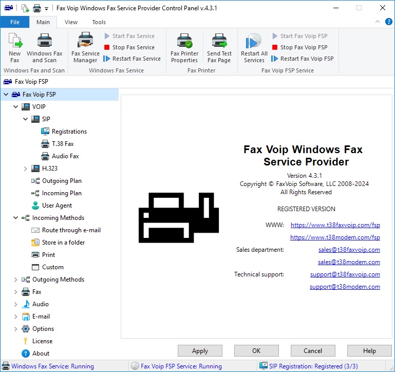 Fax Voip FSP Control Panel