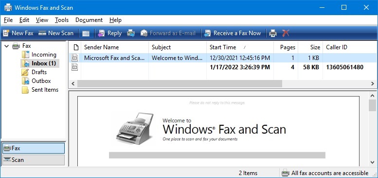 Windows Fax and Scan