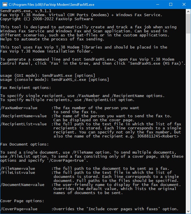 SendFaxMS.exe Tool - Microsoft Fax